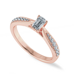 Load image into Gallery viewer, 70-Pointer Emerald Cut Solitaire Diamond Shank 18K Rose Gold Solitaire Ring JL AU 1280R-B   Jewelove.US
