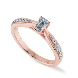 70-Pointer Emerald Cut Solitaire Diamond Shank 18K Rose Gold Solitaire Ring JL AU 1280R-B   Jewelove.US