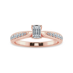 Load image into Gallery viewer, 70-Pointer Emerald Cut Solitaire Diamond Shank 18K Rose Gold Solitaire Ring JL AU 1280R-B   Jewelove.US
