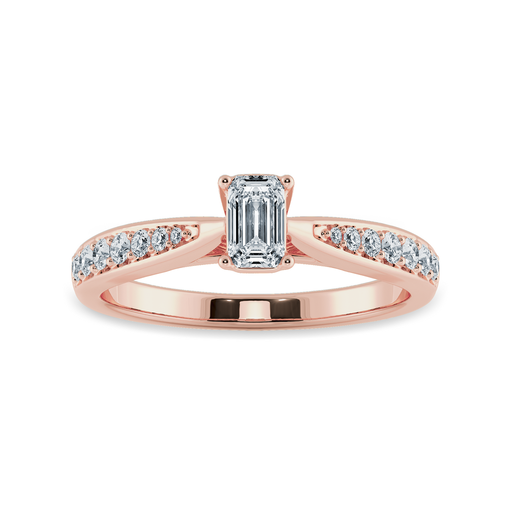 50-Pointer Emerald Cut Solitaire Diamond Shank 18K Rose Gold Solitaire Ring JL AU 1280R-A   Jewelove.US