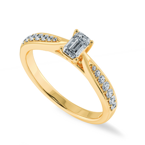 70-Pointer Emerald Cut Solitaire Diamond Shank 18K Yellow Gold Ring JL AU 1280Y-B   Jewelove.US