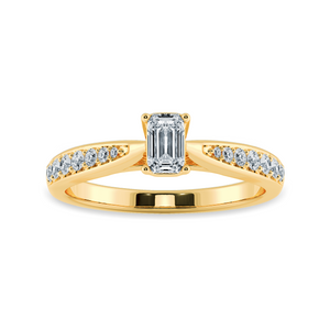 70-Pointer Emerald Cut Solitaire Diamond Shank 18K Yellow Gold Ring JL AU 1280Y-B   Jewelove.US