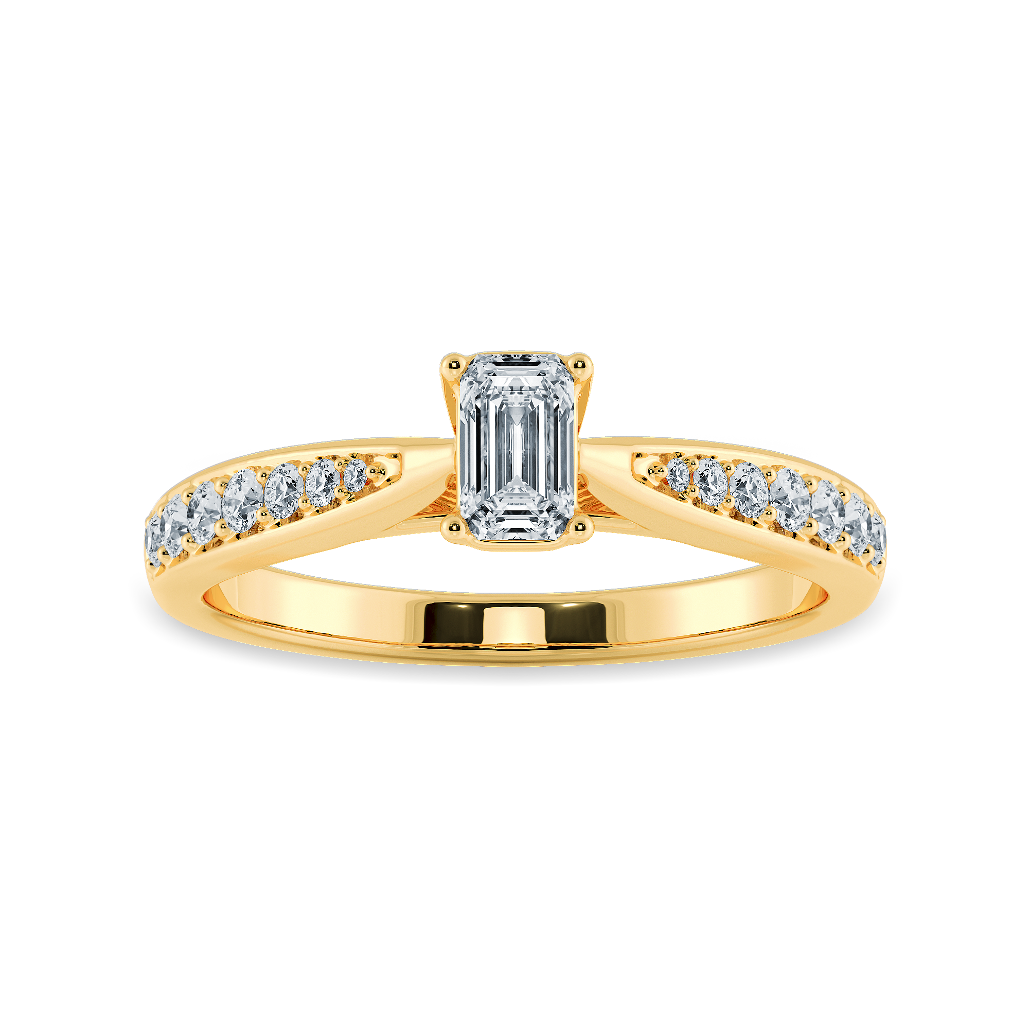 50-Pointer Emerald Cut Solitaire Diamond Shank 18K Yellow Gold Ring JL AU 1280Y-A   Jewelove.US