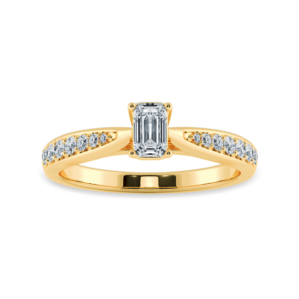 50-Pointer Emerald Cut Solitaire Diamond Shank 18K Yellow Gold Ring JL AU 1280Y-A   Jewelove.US