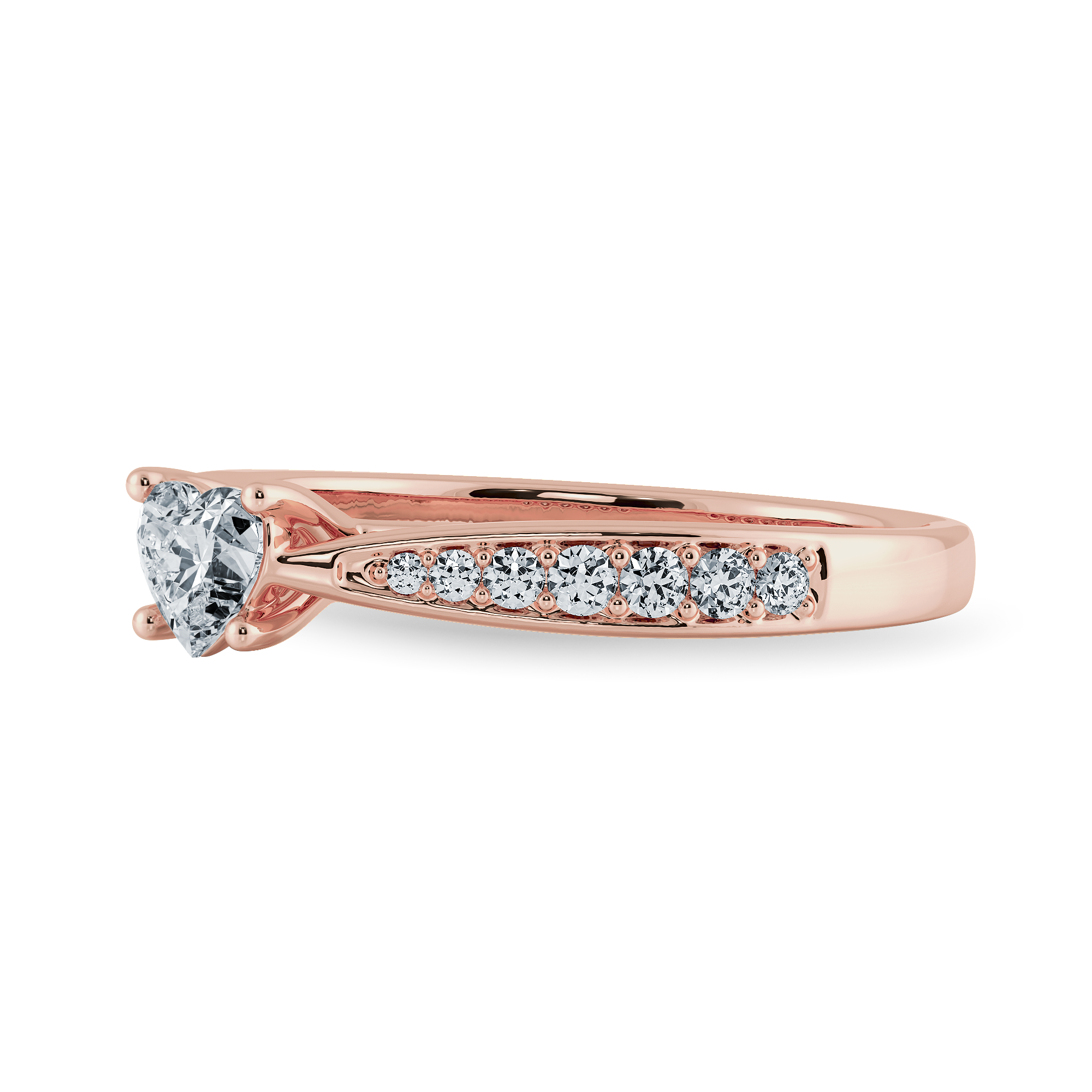 50-Pointer Heart Cut Solitaire Diamond Shank 18K Rose Gold Ring JL AU 1281R-A   Jewelove.US