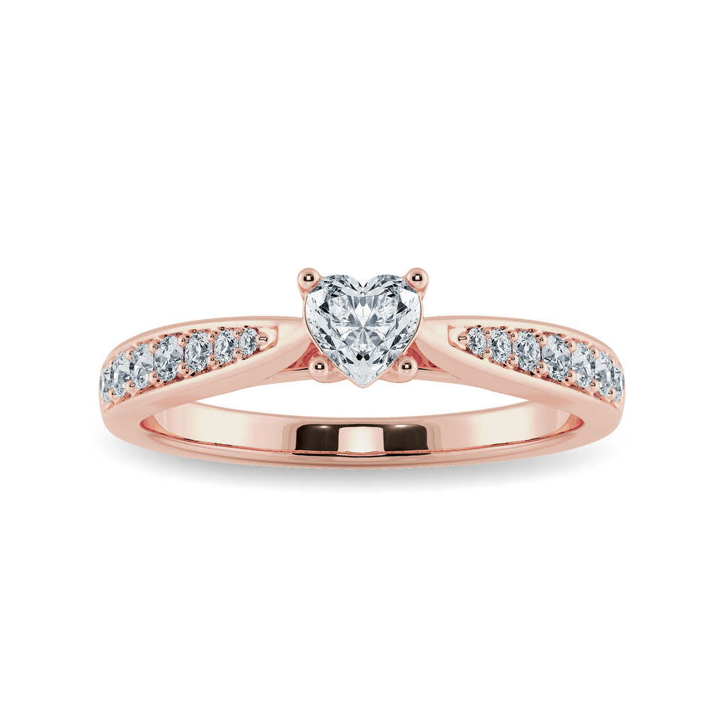 50-Pointer Heart Cut Solitaire Diamond Shank 18K Rose Gold Ring JL AU 1281R-A   Jewelove.US