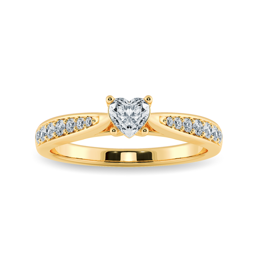 50-Pointer Heart Cut Solitaire Diamond Shank 18K Yellow Gold Ring JL AU 1281Y-A   Jewelove.US