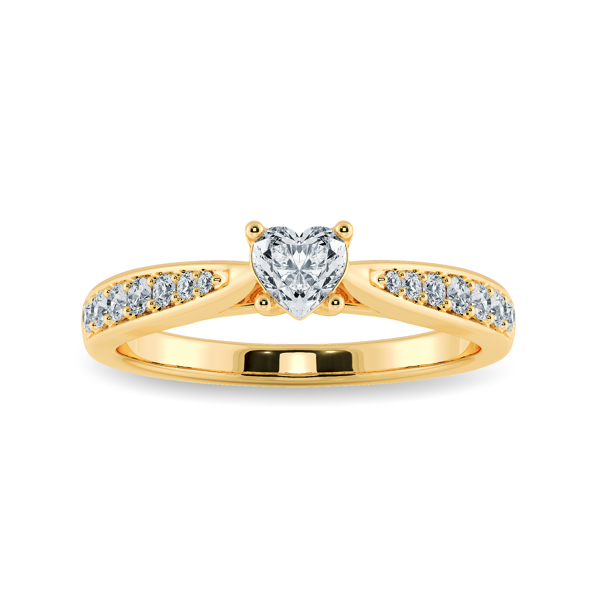 70-Pointer Heart Cut Solitaire Diamond Shank 18K Yellow Gold Ring JL AU 1281Y-B   Jewelove.US