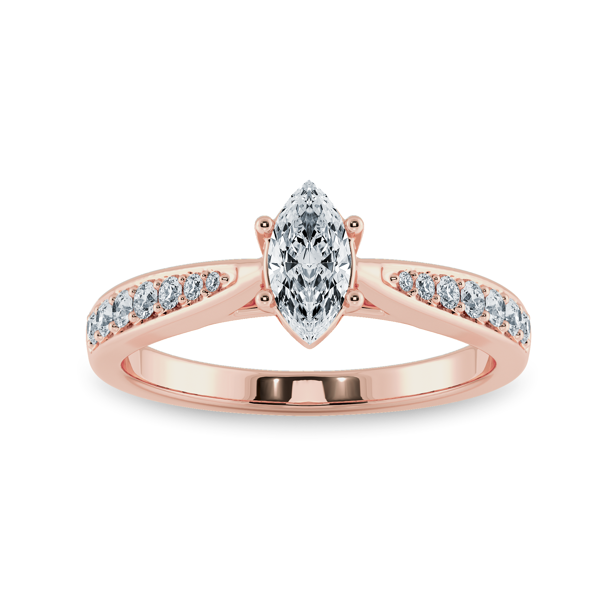 70-Pointer Marquise Cut Solitaire Diamond Shank 18K Rose Gold Ring JL AU 1282R-B   Jewelove.US