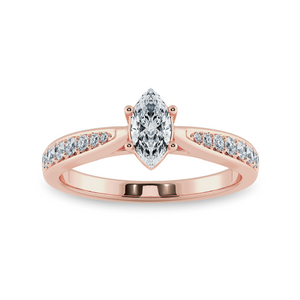 70-Pointer Marquise Cut Solitaire Diamond Shank 18K Rose Gold Ring JL AU 1282R-B   Jewelove.US