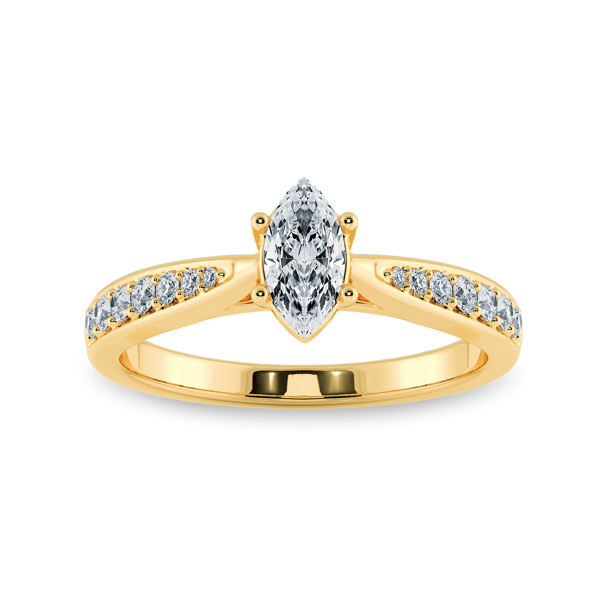 70-Pointer Marquise Cut Solitaire Diamond Shank 18K Yellow Gold Ring JL AU 1282Y-B   Jewelove.US