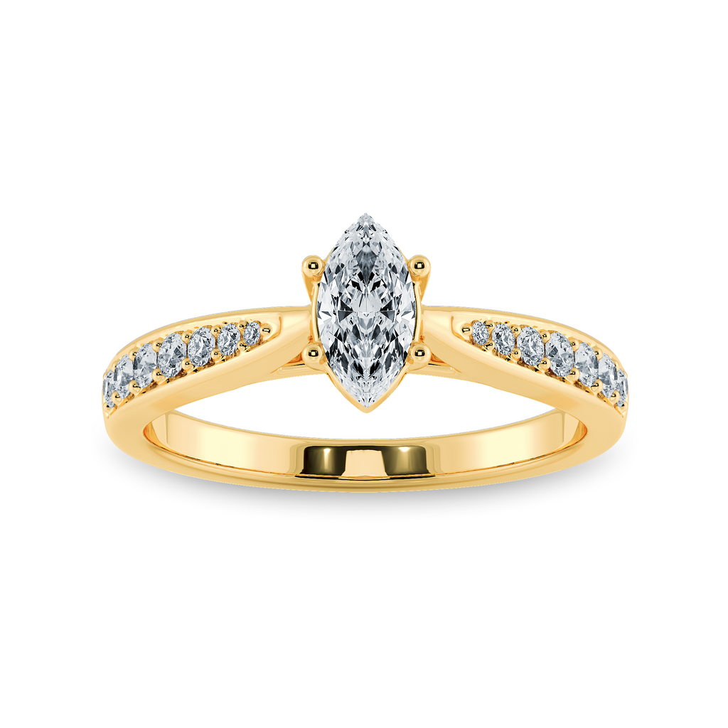 70-Pointer Marquise Cut Solitaire Diamond Shank 18K Yellow Gold Ring JL AU 1282Y-B   Jewelove.US