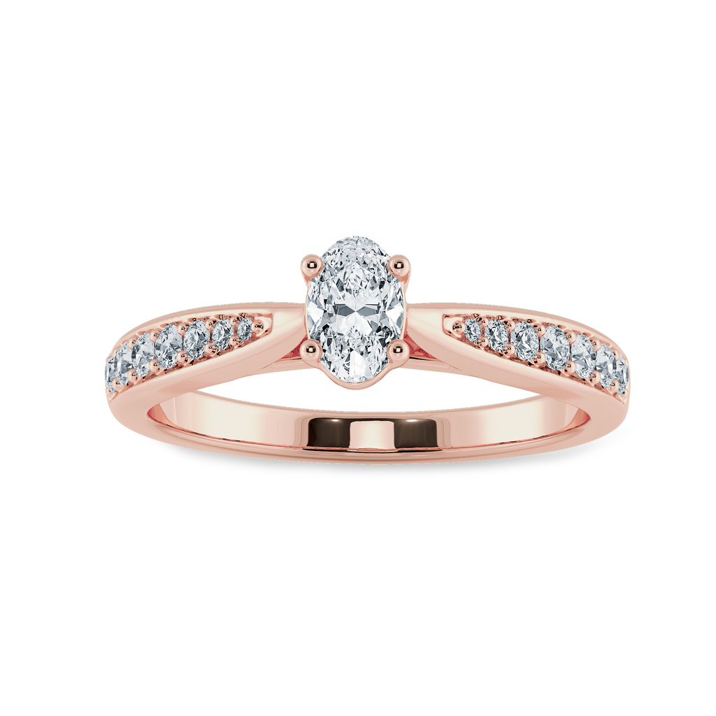 50-Pointer Oval Cut Solitaire Diamond Shank 18K Rose Gold Ring JL AU 1283R-A   Jewelove.US