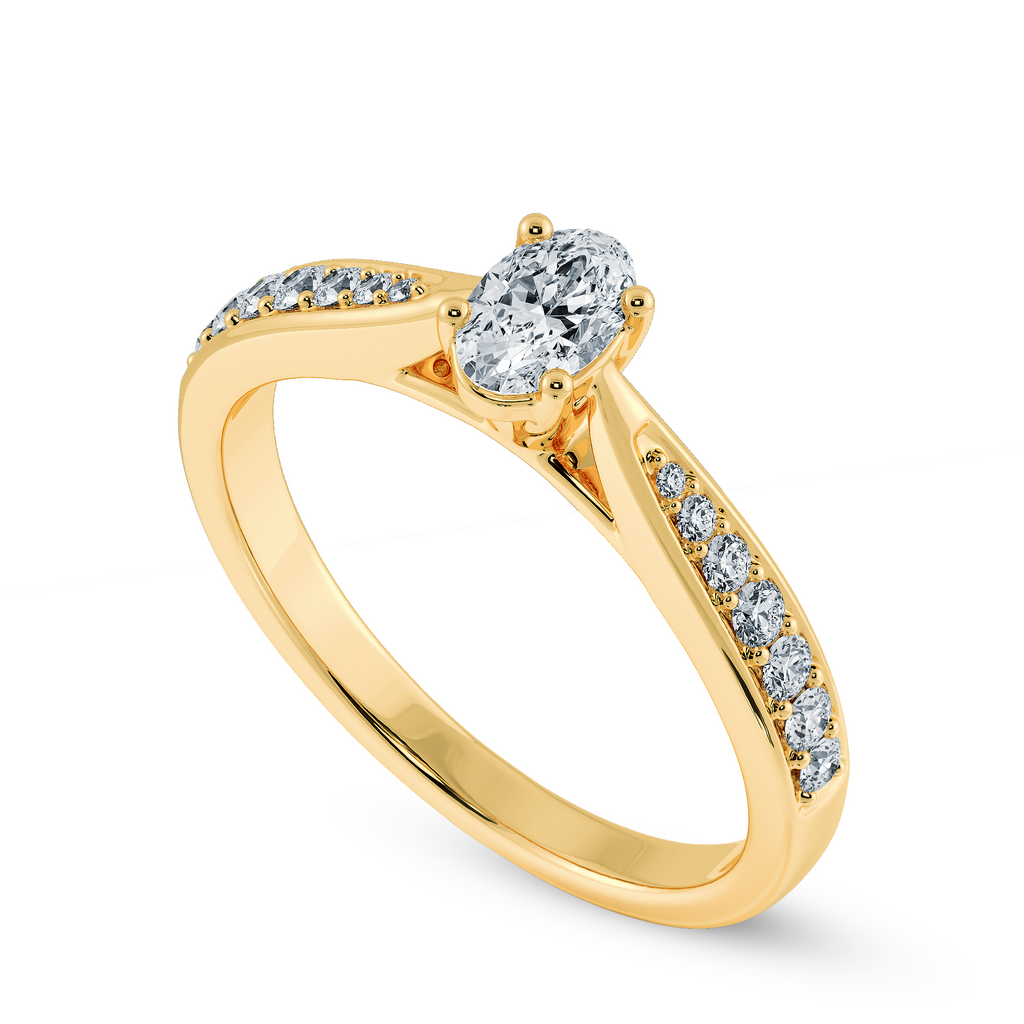 50-Pointer Oval Cut Solitaire Diamond Shank 18K Yellow Gold Ring JL AU 1283Y-A   Jewelove.US