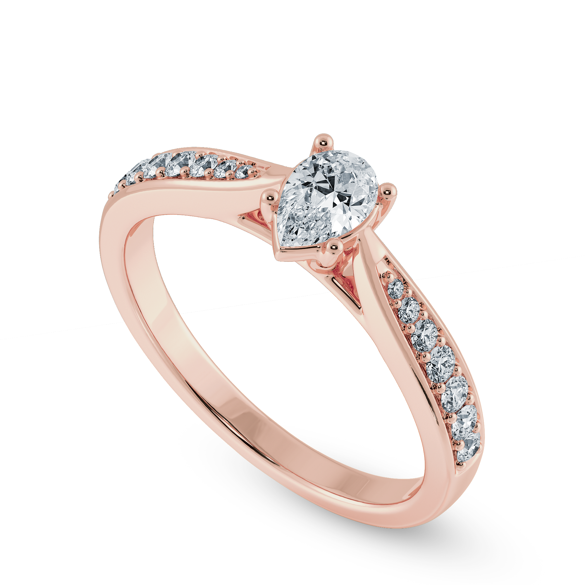 70-Pointer Pear Cut Solitaire Diamond Shank 18K Rose Gold Ring JL AU 1284R-B   Jewelove.US