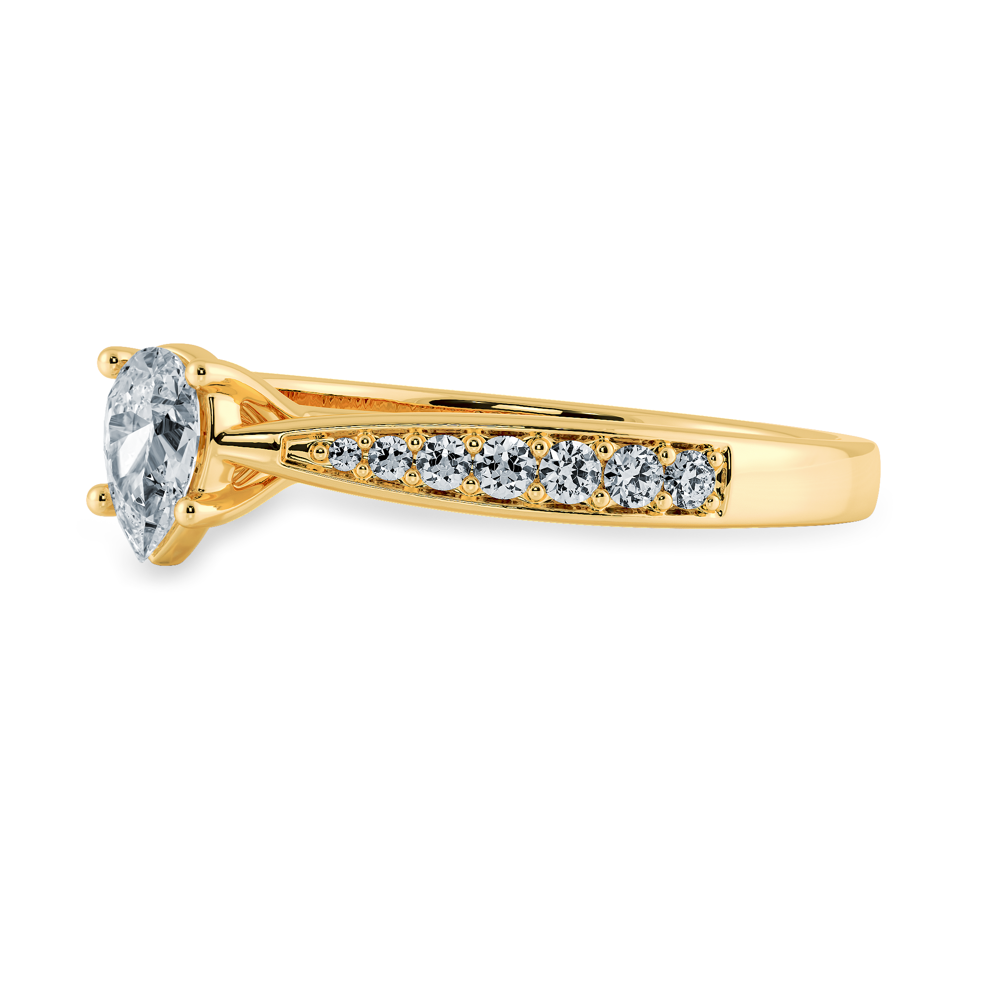 50-Pointer Pear Cut Solitaire Diamond Shank 18K Yellow Gold Ring JL AU 1284Y-A   Jewelove.US