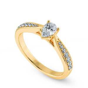 70-Pointer Pear Cut Solitaire Diamond Shank 18K Yellow Gold Ring JL AU 1284Y-B   Jewelove.US