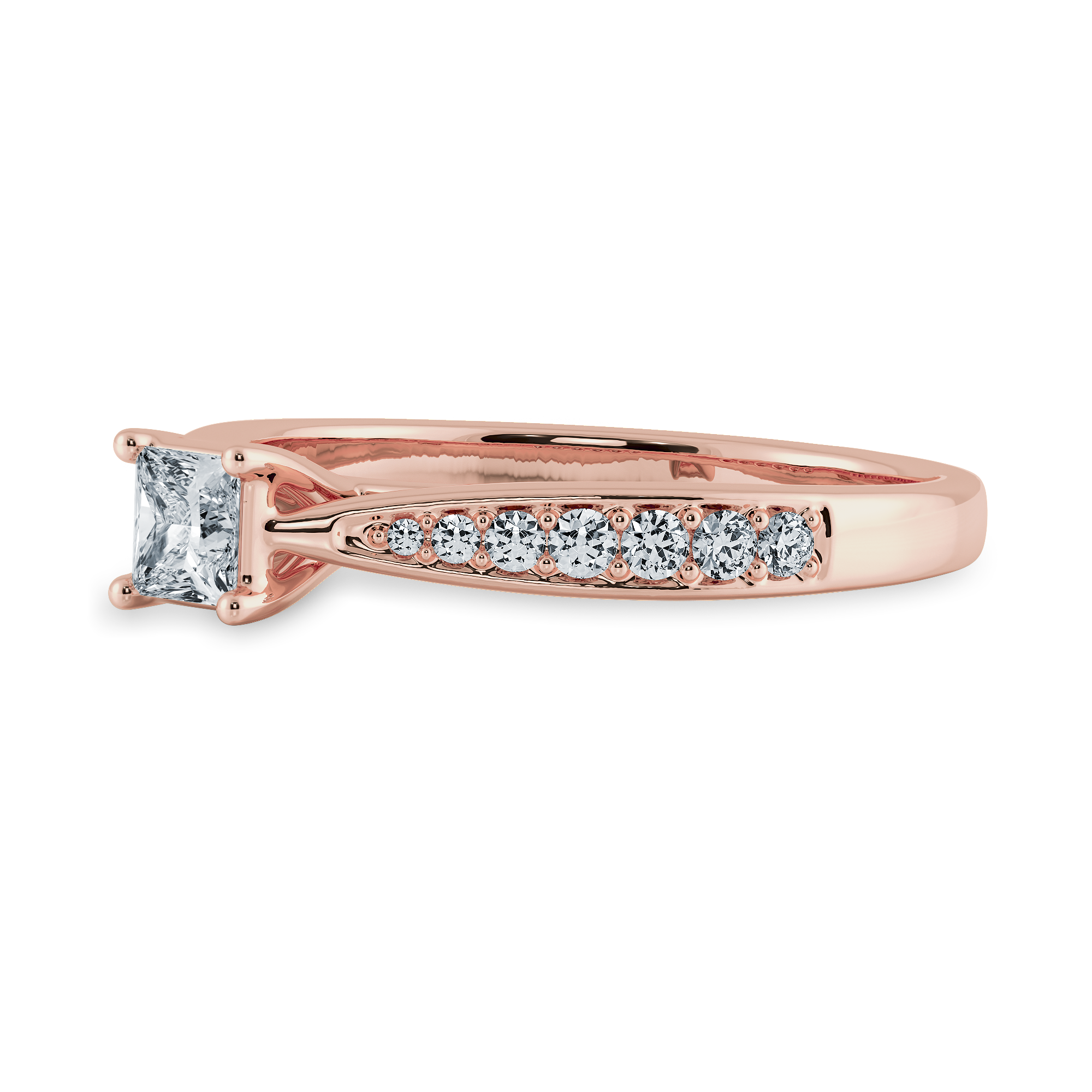 50-Pointer Princess Cut Solitaire Diamond Shank 18K Rose Gold Ring JL AU 1285R-A   Jewelove.US