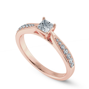 50-Pointer Princess Cut Solitaire Diamond Shank 18K Rose Gold Ring JL AU 1285R-A   Jewelove.US