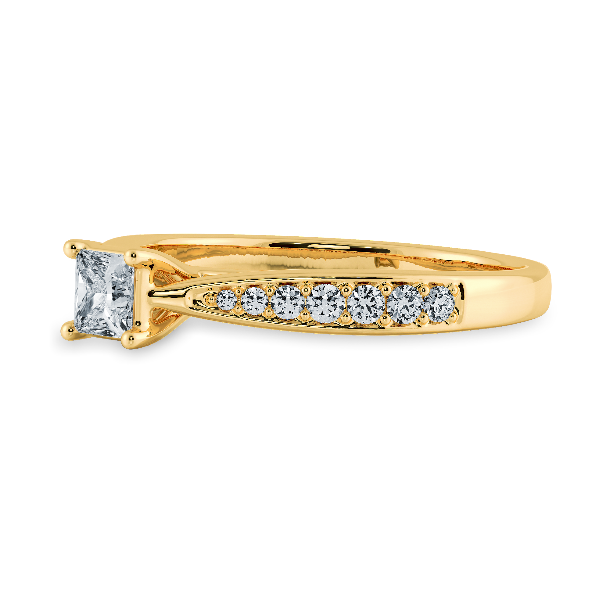 50-Pointer Princess Cut Solitaire Diamond Shank 18K Yellow Gold Ring JL AU 1285Y-A   Jewelove.US