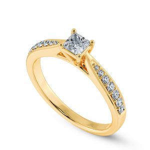 70-Pointer Princess Cut Solitaire Diamond Shank 18K Yellow Gold Ring JL AU 1285Y-B   Jewelove.US