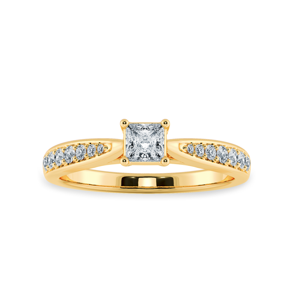 1-Carat Princess Cut Solitaire Diamond Shank 18K Yellow Gold Ring JL AU 1285Y-C   Jewelove.US