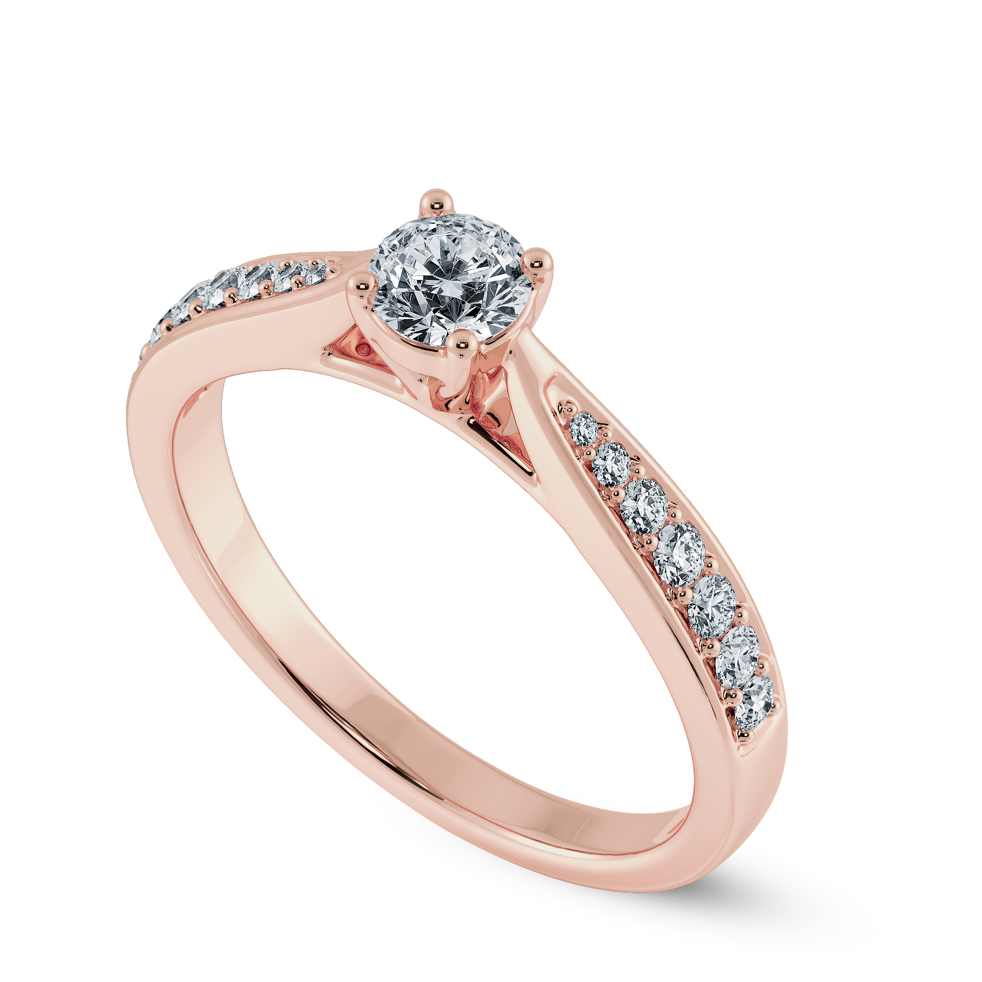 50-Pointer Solitaire Diamond Shank 18K Rose Gold Ring JL AU 1286R-A   Jewelove.US