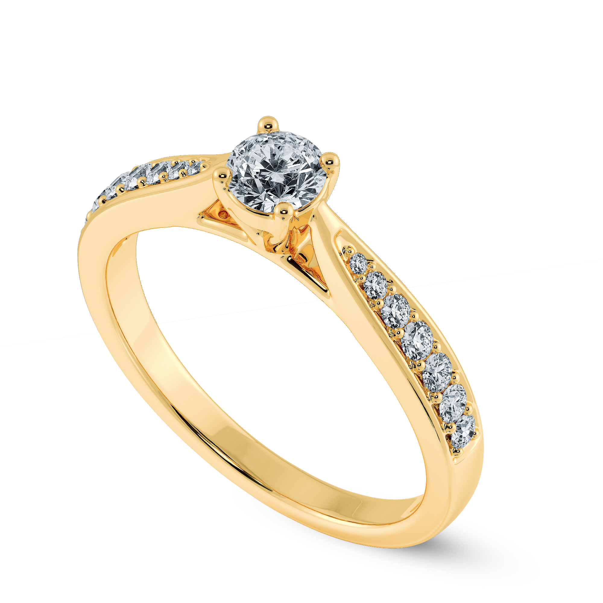 50-Pointer Solitaire Diamond Shank 18K Yellow Gold Ring JL AU 1286Y-A   Jewelove.US