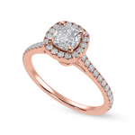Load image into Gallery viewer, 70-Pointer Cushion Cut Solitaire Halo Diamond Shank 18K Rose Gold Ring JL AU 1287R-B   Jewelove.US
