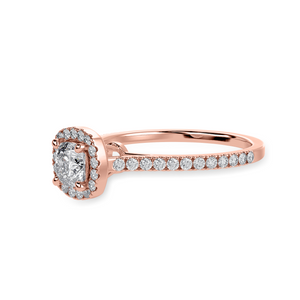 50-Pointer Cushion Cut Solitaire Halo Diamond Shank 18K Rose Gold Ring JL AU 1287R-A   Jewelove.US