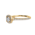 Load image into Gallery viewer, 70-Pointer Cushion Cut Solitaire Halo Diamond Shank 18K Yellow Gold Ring JL AU 1287Y-B   Jewelove.US
