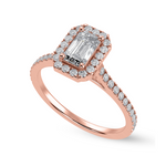 Load image into Gallery viewer, 50-Pointer Emerald Cut Solitaire Halo Diamond Shank 18K Rose Gold Solitaire Ring JL AU 1288R-A   Jewelove.US
