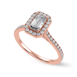 Load image into Gallery viewer, 70-Pointer Emerald Cut Solitaire Halo Diamond Shank 18K Rose Gold Solitaire Ring JL AU 1288R-B   Jewelove.US
