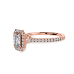 Load image into Gallery viewer, 70-Pointer Emerald Cut Solitaire Halo Diamond Shank 18K Rose Gold Solitaire Ring JL AU 1288R-B   Jewelove.US
