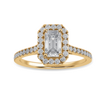Load image into Gallery viewer, 50-Pointer Emerald Cut Solitaire Halo Diamond Shank 18K Yellow Gold Ring JL AU 1288Y-A   Jewelove.US
