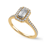 Load image into Gallery viewer, 50-Pointer Emerald Cut Solitaire Halo Diamond Shank 18K Yellow Gold Ring JL AU 1288Y-A   Jewelove.US
