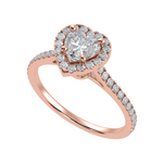 Load image into Gallery viewer, 70-Pointer Heart Cut Solitaire Halo Diamond Shank 18K Rose Gold Ring JL AU 1289R-B   Jewelove.US
