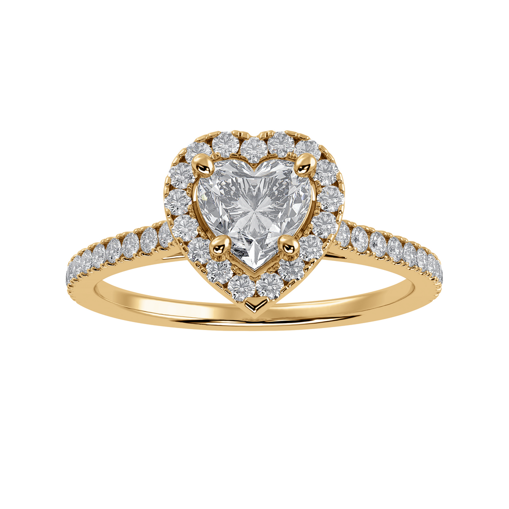 50-Pointer Heart Cut Solitaire Halo Diamond Shank 18K Rose Gold Ring JL AU 1289R-A   Jewelove.US