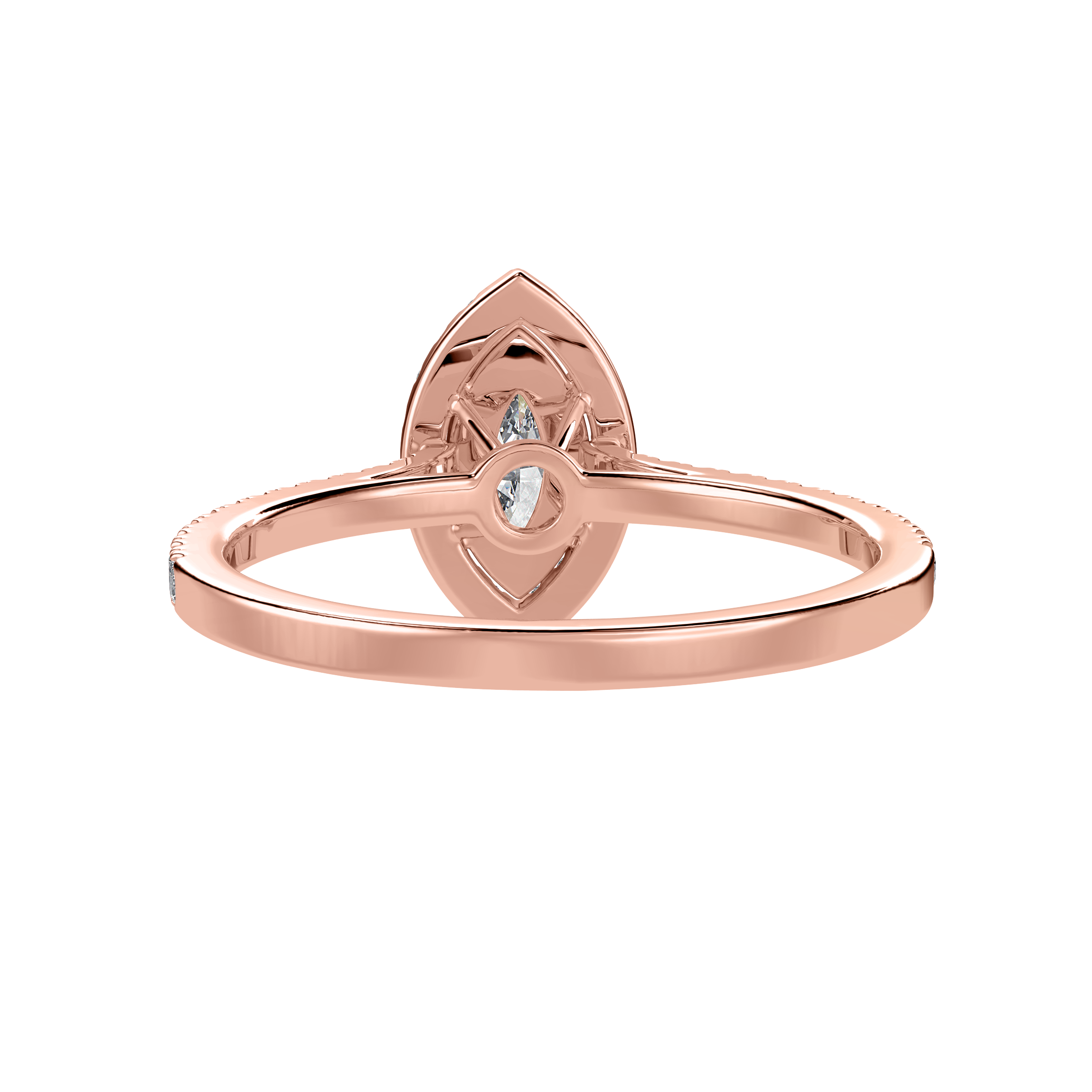 70-Pointer Marquise Cut Solitaire Halo Diamond Shank 18K Rose Gold Ring JL AU 1290R-B   Jewelove.US