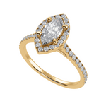 Load image into Gallery viewer, 70-Pointer Marquise Cut Solitaire Halo Diamond Shank 18K Yellow Gold Ring JL AU 1290Y-B   Jewelove.US
