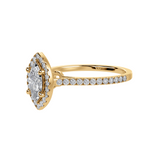 Load image into Gallery viewer, 70-Pointer Marquise Cut Solitaire Halo Diamond Shank 18K Yellow Gold Ring JL AU 1290Y-B   Jewelove.US
