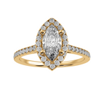 Load image into Gallery viewer, 70-Pointer Marquise Cut Solitaire Halo Diamond Shank 18K Yellow Gold Ring JL AU 1290Y-B   Jewelove.US
