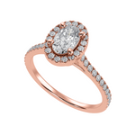 Load image into Gallery viewer, 70-Pointer Oval Cut Solitaire Halo Diamond Shank 18K Rose Gold Ring JL AU 1291R-B   Jewelove.US
