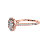 Load image into Gallery viewer, 70-Pointer Oval Cut Solitaire Halo Diamond Shank 18K Rose Gold Ring JL AU 1291R-B   Jewelove.US
