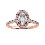 Load image into Gallery viewer, 70-Pointer Oval Cut Solitaire Halo Diamond Shank 18K Rose Gold Ring JL AU 1291R-B   Jewelove.US
