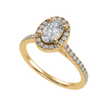 Load image into Gallery viewer, 70-Pointer Oval Cut Solitaire Halo Diamond Shank 18K Yellow Gold Ring JL AU 1291Y-B   Jewelove.US
