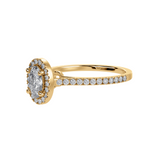 Load image into Gallery viewer, 70-Pointer Oval Cut Solitaire Halo Diamond Shank 18K Yellow Gold Ring JL AU 1291Y-B   Jewelove.US
