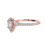 Load image into Gallery viewer, 50-Pointer Pear Cut Solitaire Halo Diamond Shank 18K Rose Gold Ring JL AU 1292R-A   Jewelove.US
