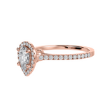 Load image into Gallery viewer, 70-Pointer Pear Cut Solitaire Halo Diamond Shank 18K Rose Gold Ring JL AU 1292R-B   Jewelove.US

