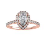 Load image into Gallery viewer, 70-Pointer Pear Cut Solitaire Halo Diamond Shank 18K Rose Gold Ring JL AU 1292R-B   Jewelove.US

